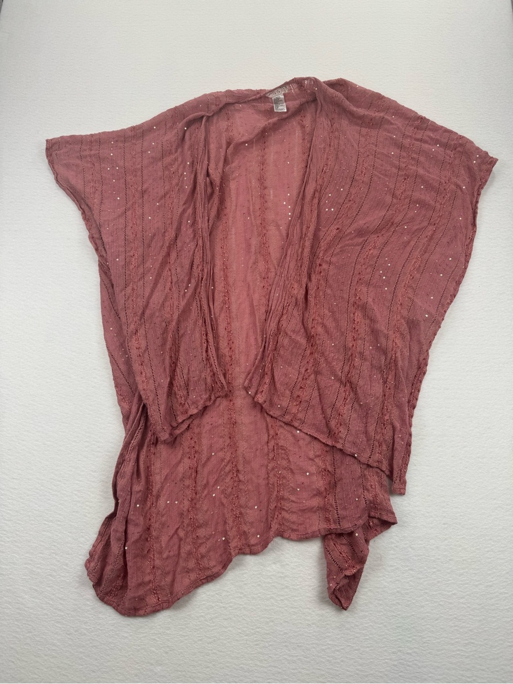 Free People Sequin Day Dream Kimono Mauve Boho Pink Gold Metallic Shimmer OS